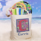 Floral Initials Personalized Canvas Tote Bag